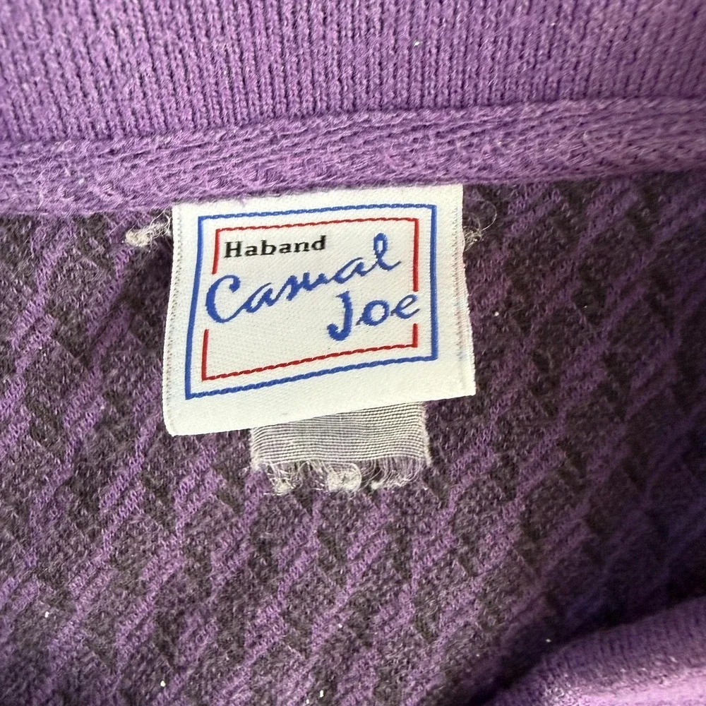 Vintage Haband Casual Joe Sweater Mens XL Purple Geometric Collared Tight Knit